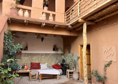 Courtyard with traditional seating at Dar Essalama
